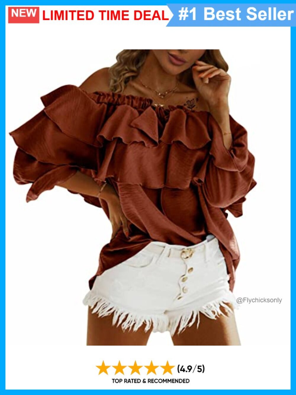 Off Shoulder Ruffle Blouse Chiffon Long Sleeve Party Top